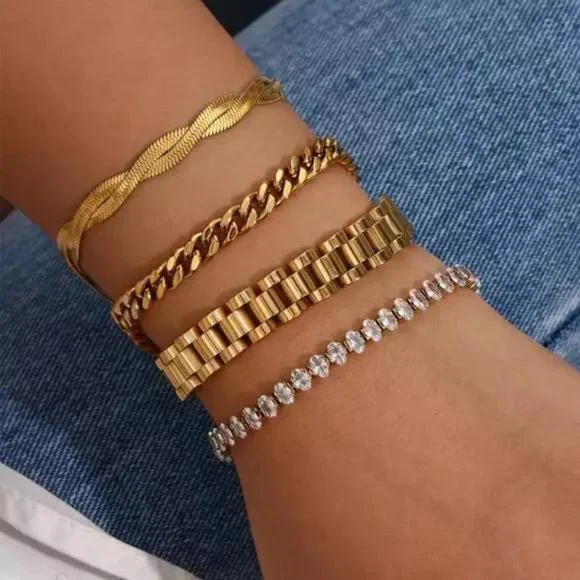 NEW 18K GOLD LUXURY BANGLE HIPHOP BRACELET - Picture 3 of 6